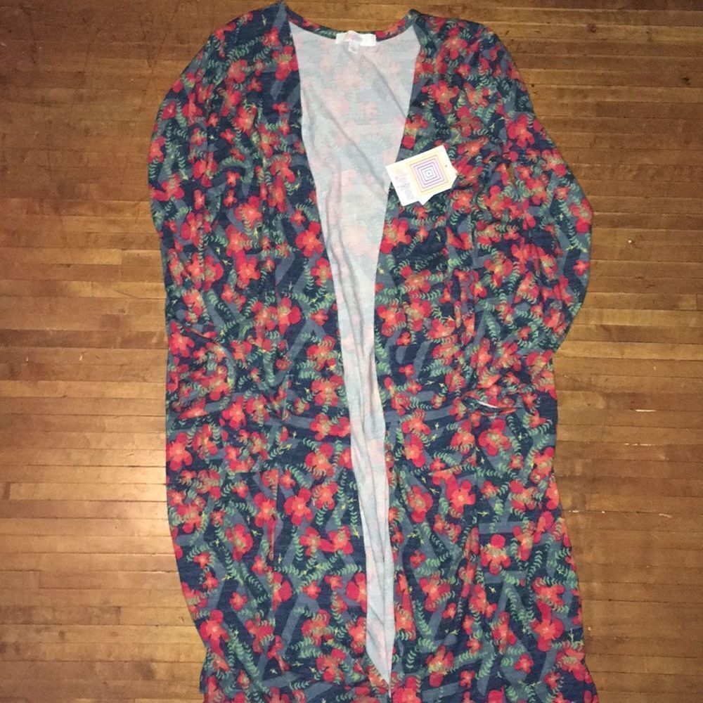 LuLaRoe Sarah floral print L Duster sweater coat